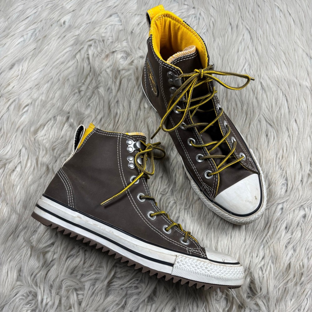 Converse Women's 8 Brown Yellow Faux Leather High Top City Hiker Sneakers